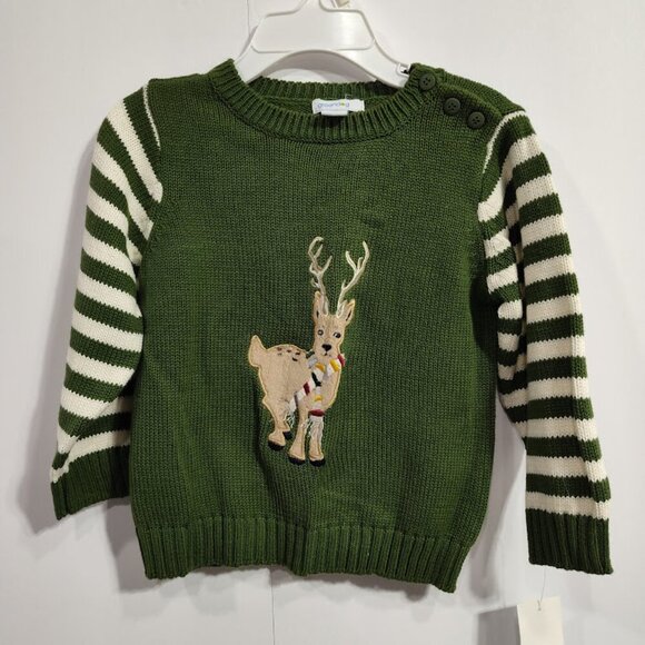 Greendog Y2K Christmas Reindeer Sweater 24 Months 100% Cotton Green NWT - Picture 1 of 9